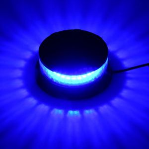 24 Led 24W Warning Light Beacon Flashing Strobe Lamp Blue Magnetic 115mm 12V 24V E9