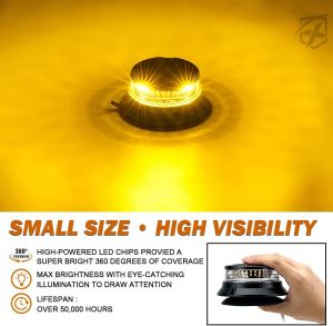 24 LED Warnleuchte Rundumleuchte Blinkleuchte Strobe Beacon Licht Orange Magnet 115mm 24W 12V 24V E9