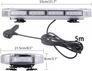 40 LED 55cm Feux Stroboscopique Gyrophare Feu de Pénétration Lampe Clignotant Ambre 12V 24V 56W 10 modes clignotants